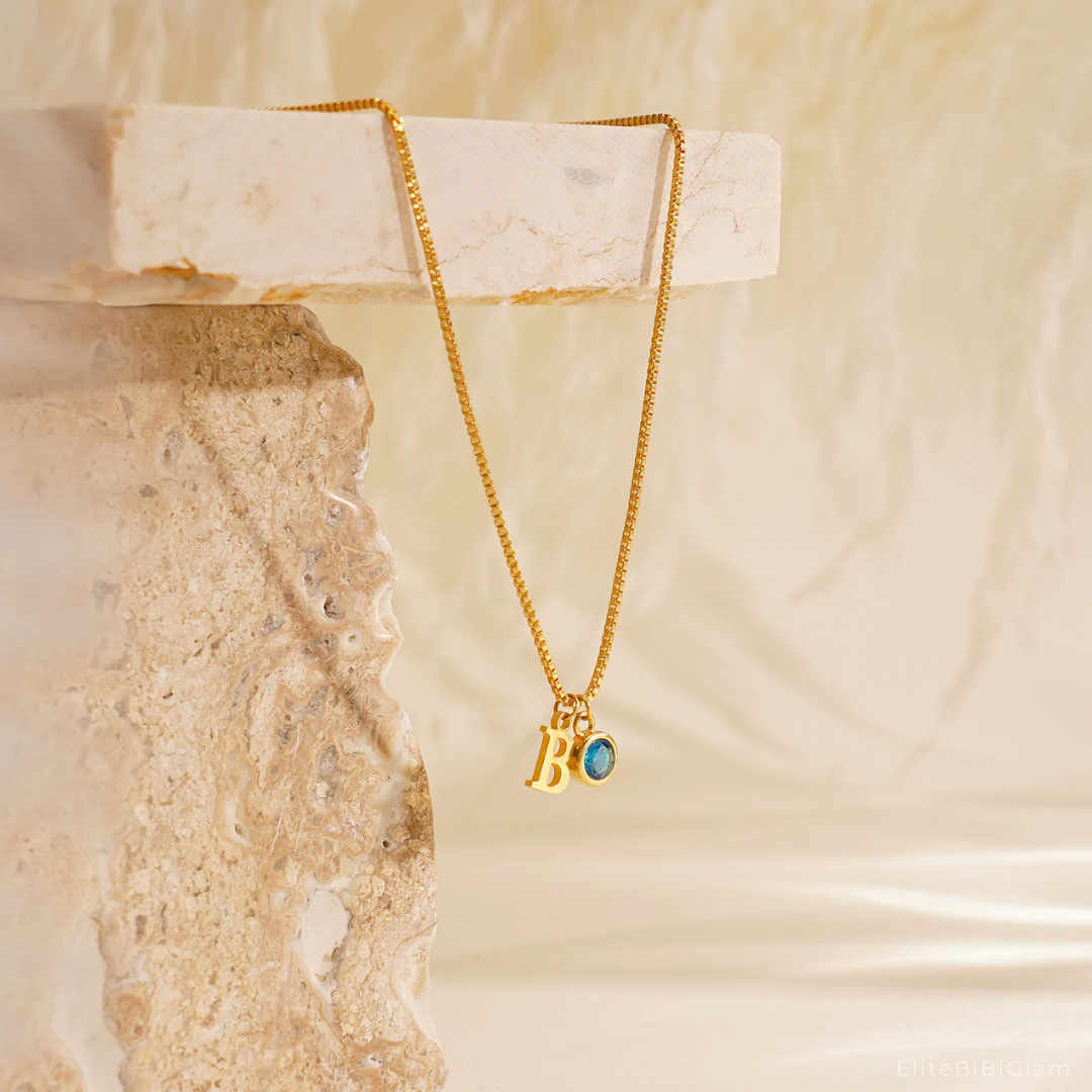 Initial Birthstone Necklace