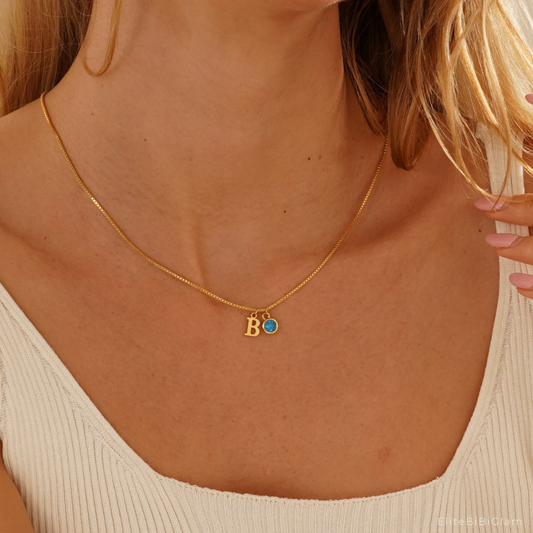Initial Birthstone Necklace