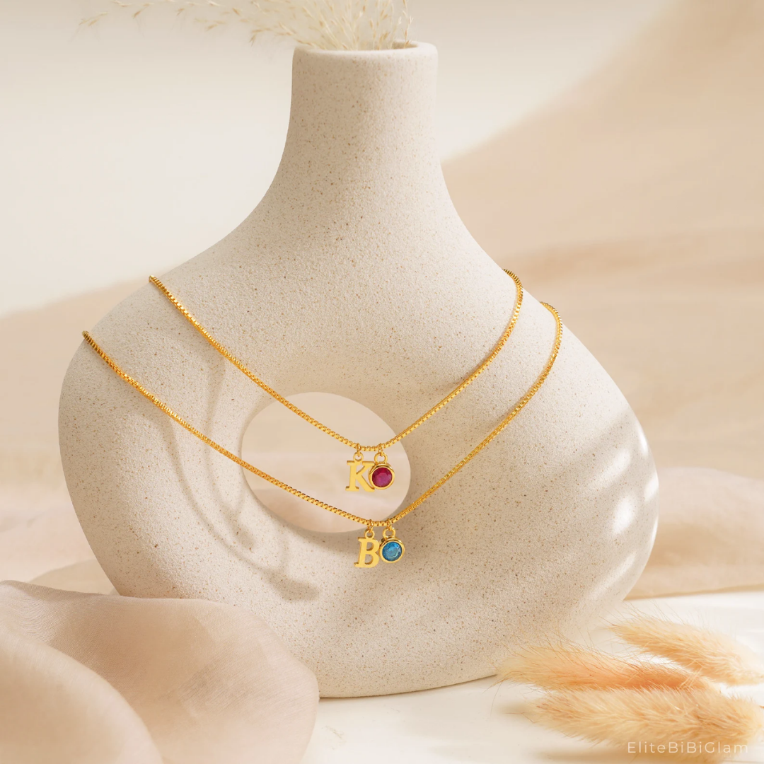 Initial Birthstone Necklace