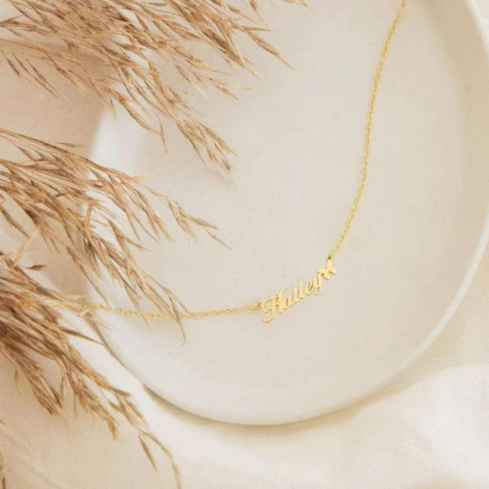 Personalized Necklace With Name and Butterfly