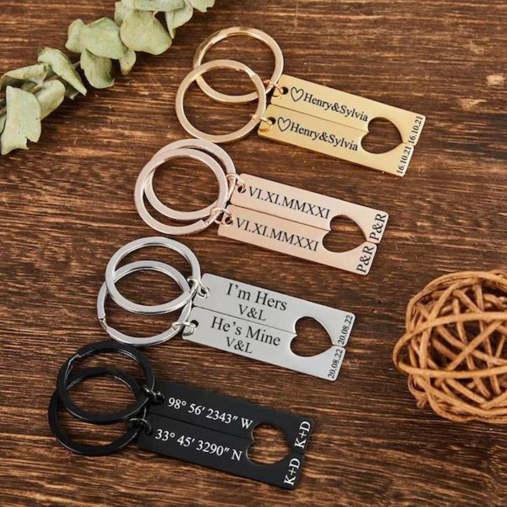 2Pcs Heart Keychain