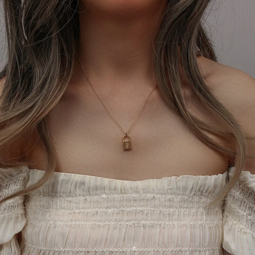 Initial Lock Necklace