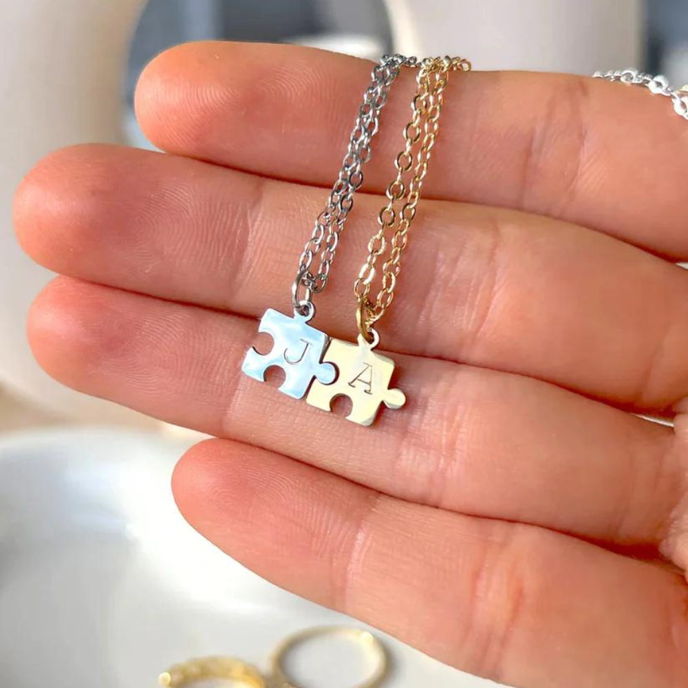 Personalised Friendship puzzle Necklace Set
