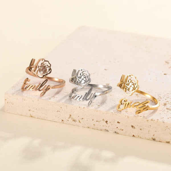 Birth Flower Name Ring