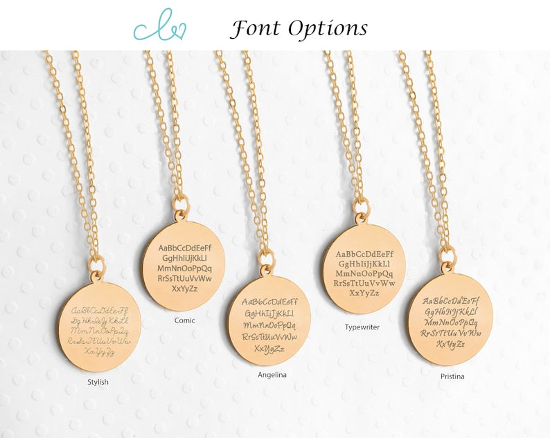 Birth Flower Disc Name Necklace