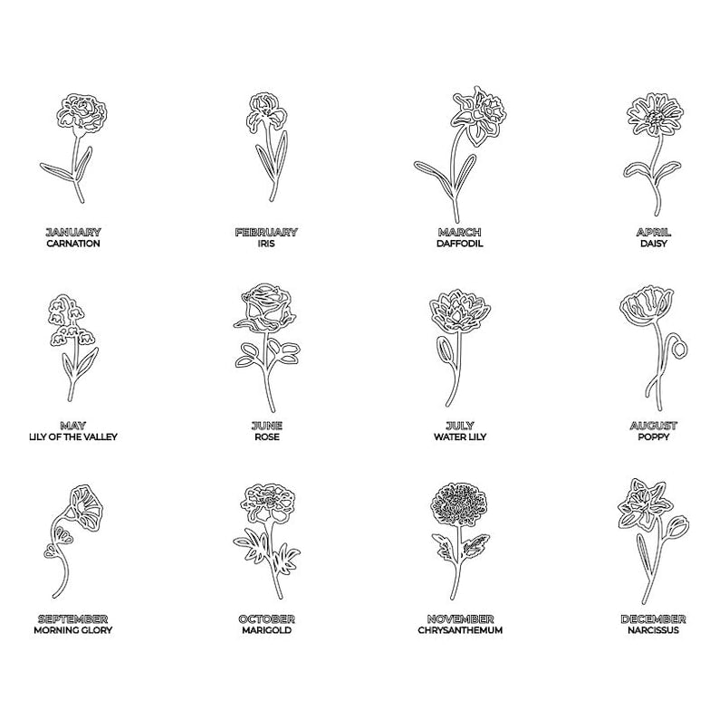 Custom Name Birth Flower Keychain