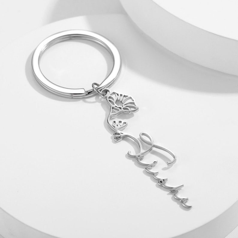 Custom Name Birth Flower Keychain