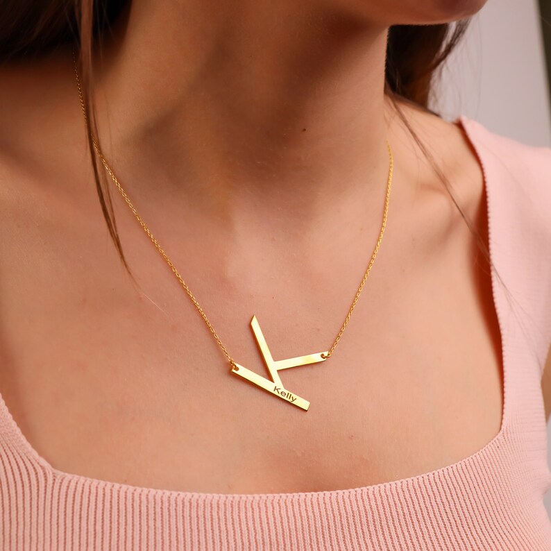 Big Letter Necklace Sideways