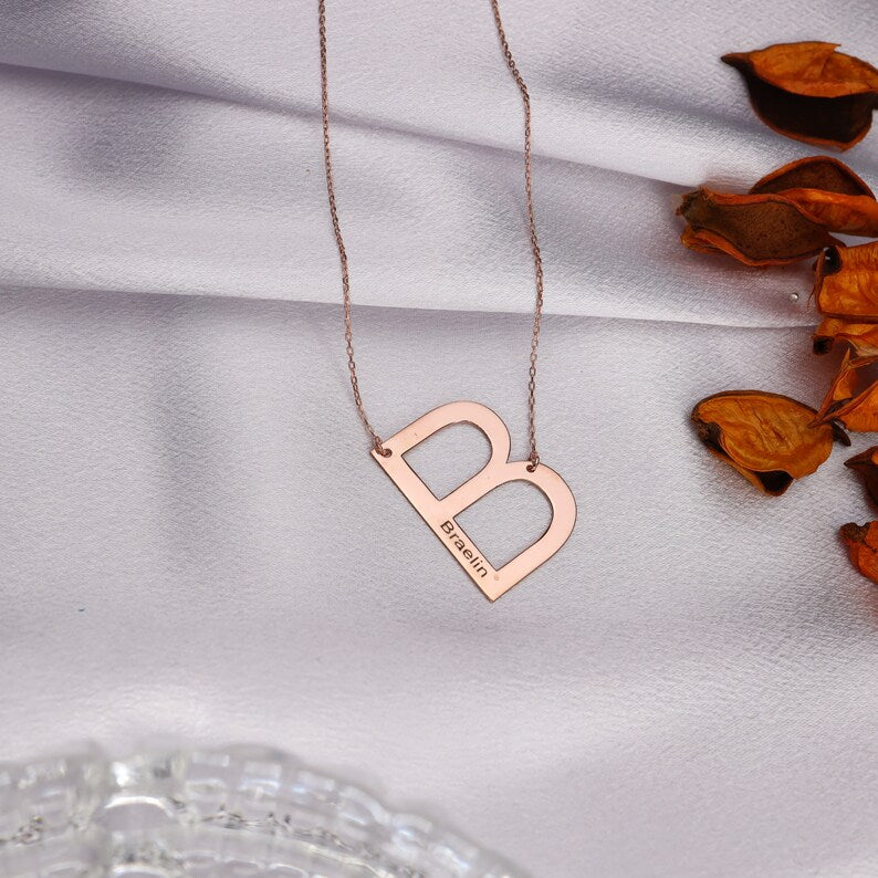 Big Letter Necklace Sideways
