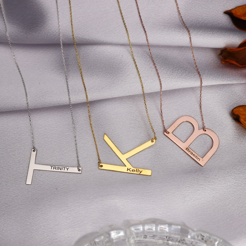 Big Letter Necklace Sideways