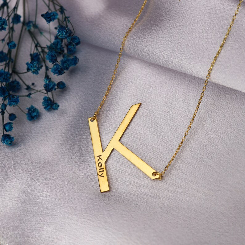 Big Letter Necklace Sideways