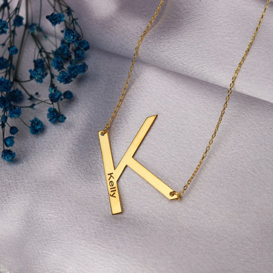 Big Letter Necklace Sideways