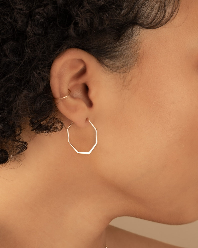 Large Geometric Hoop Earring