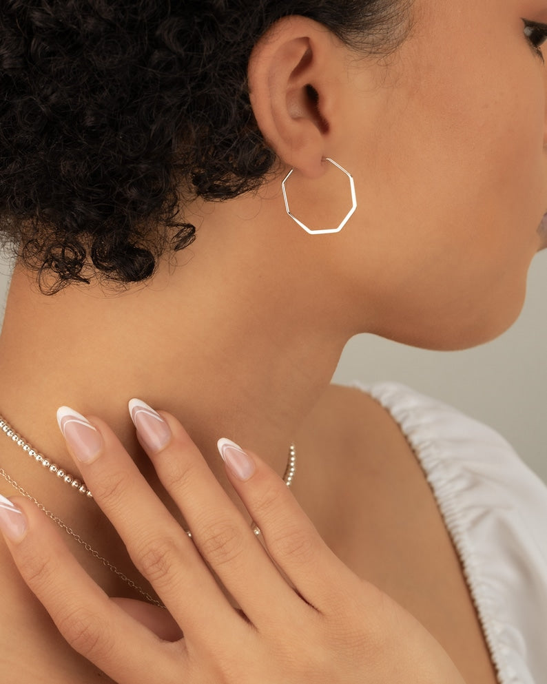 Large Geometric Hoop Earring