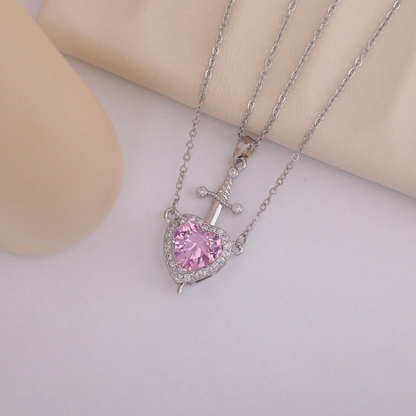 Couple Heart & Sword Necklace