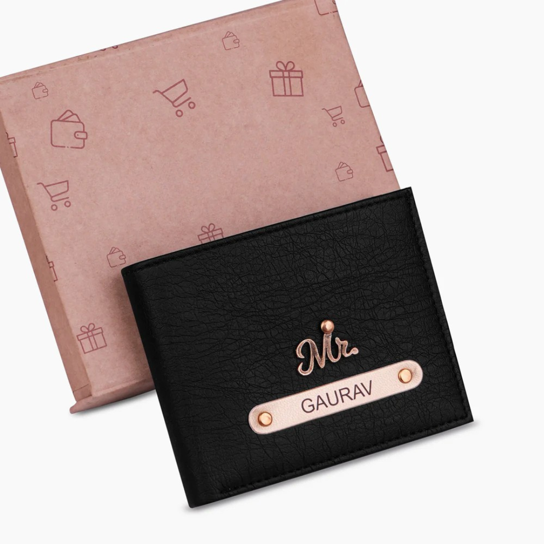 Premium Quality Men's Wallet With Name & Charm