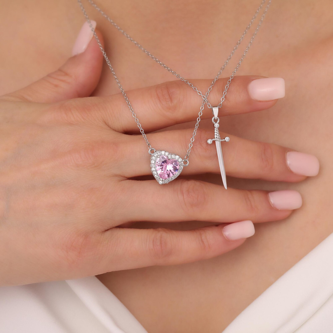 Couple Heart & Sword Necklace