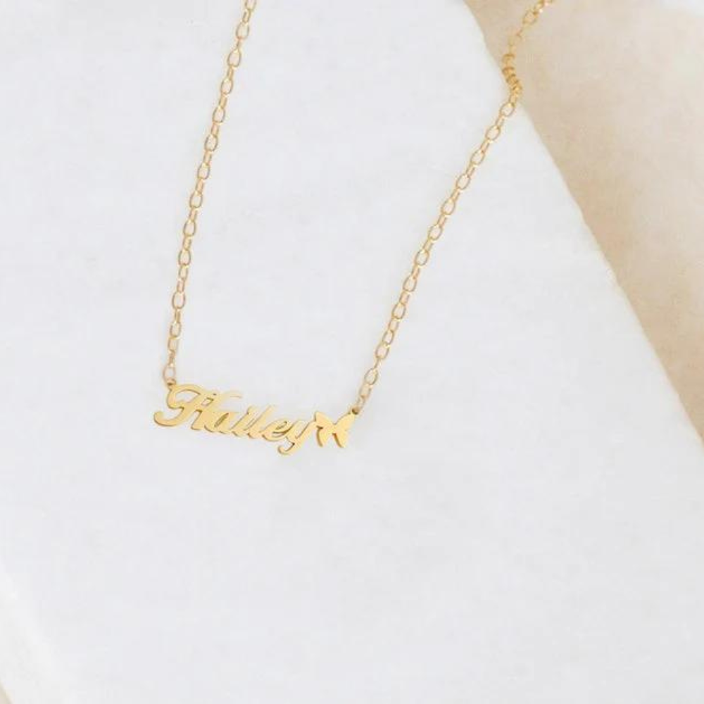 Personalized  Necklace With Name and Butterfly
