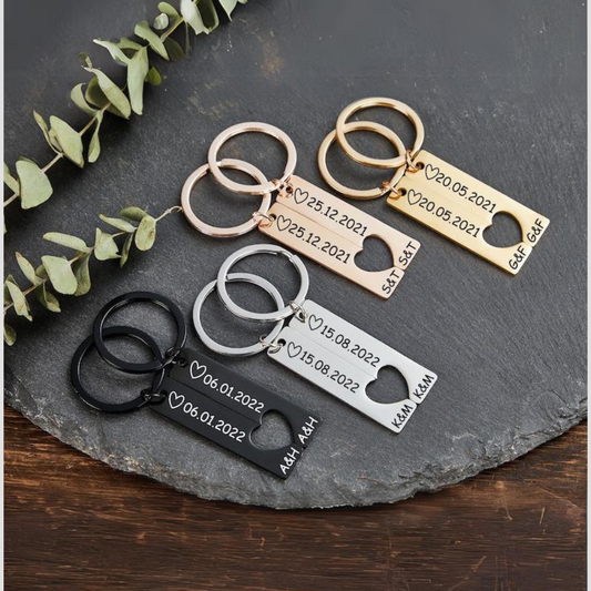2Pcs Heart Keychain