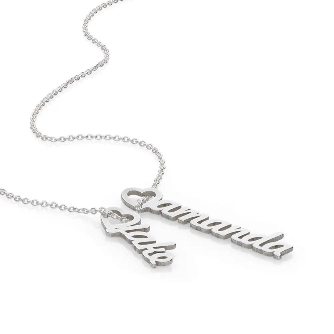 Vertical Drop Heart Name Necklace