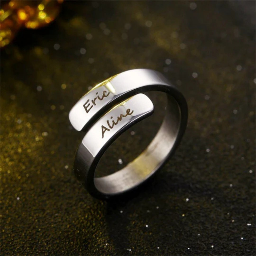 Couple Name Ring- Adjustable