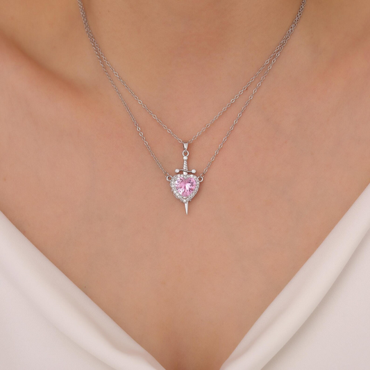 Couple Heart & Sword Necklace