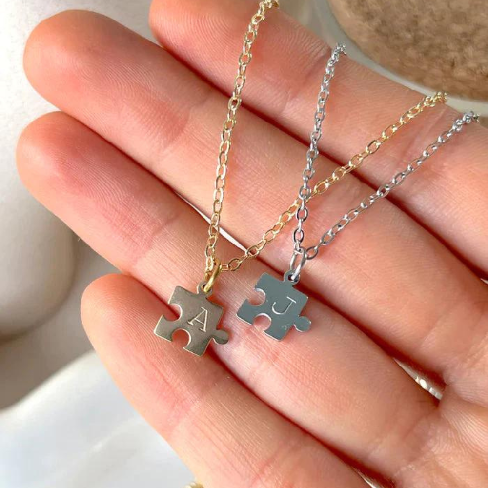 Personalised Friendship puzzle Necklace Set