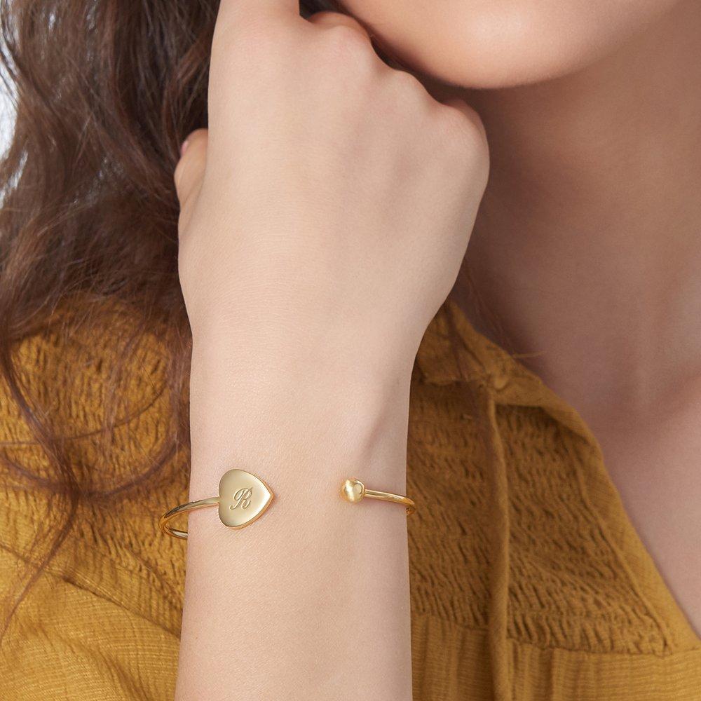 HEART INITIAL BANGLE GOLD PLATED