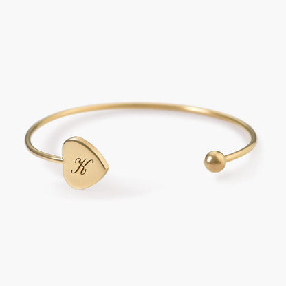 HEART INITIAL BANGLE GOLD PLATED