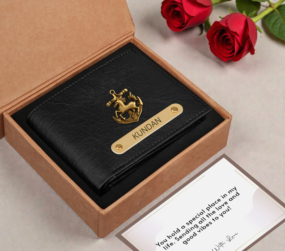 Premium Quality Men's Wallet With Name & Charm