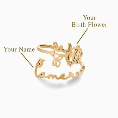 Birth Flower Name Ring