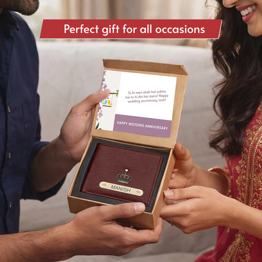 Premium Quality Men's Wallet With Name & Charm