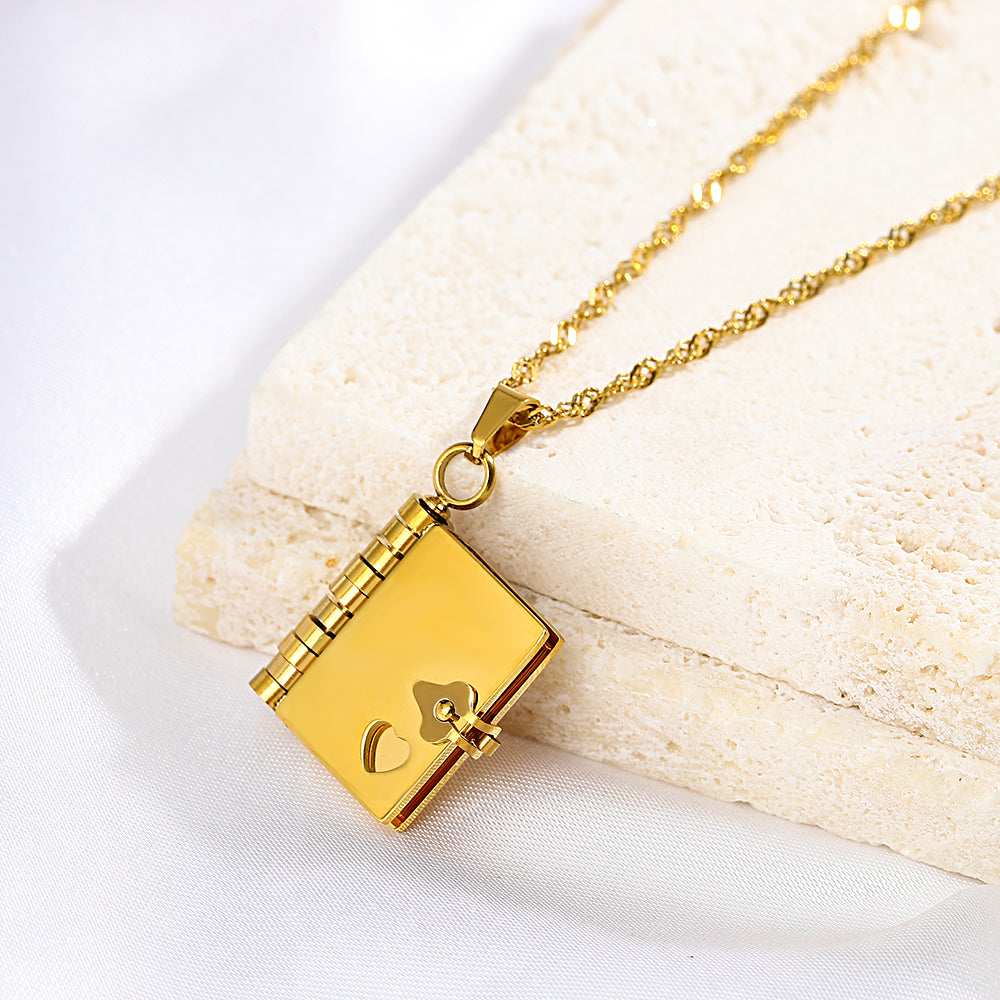 Personalized Notebook Necklace Any Message Inside