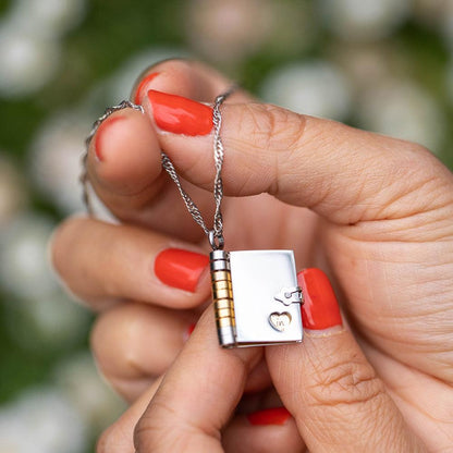 Personalized Notebook Necklace Any Message Inside