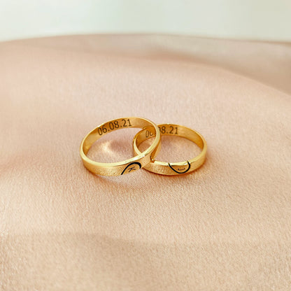 Elegant Couple Rings with Engraving