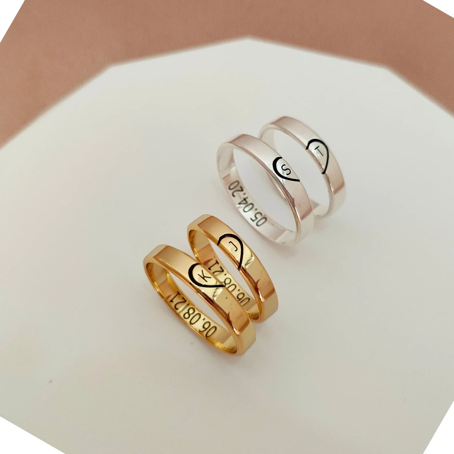 Elegant Couple Rings with Engraving